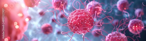 Photorealistic 3D animation of mast cell activation in an immune response, mast cell, dynamic representation