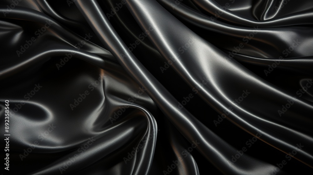 Obraz premium Black shiny fabric texture background 