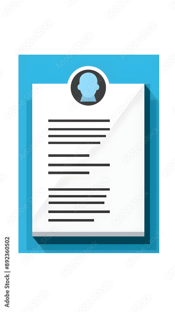 Modern Minimalist CV or Resume Icon with Human Silhouette Outline Modern Minimalist CV or Resume Icon with Human Silhouette Outline