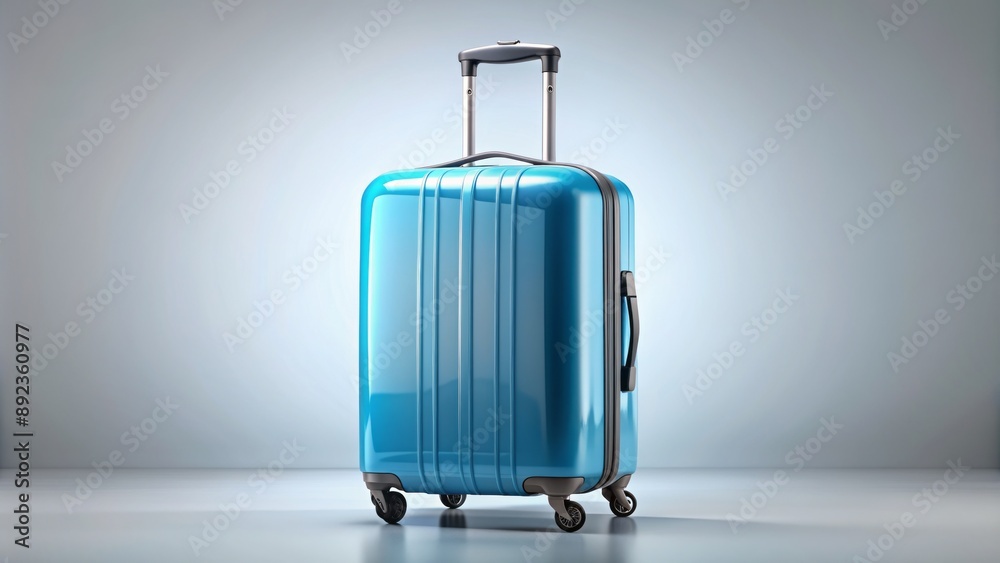 Solo blue suitcase standing upright against a transparent background, symbolizing travel freedom and adventure, awaiting exotic destination arrivals. Solo blue suitcase standing upright against a transparent background, symbolizing travel freedom and adventure, awaiting exotic destination arrivals.