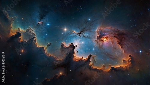 Wallpaper Mural Cosmic panorama of nebulae and starfields across a deep space horizon Torontodigital.ca