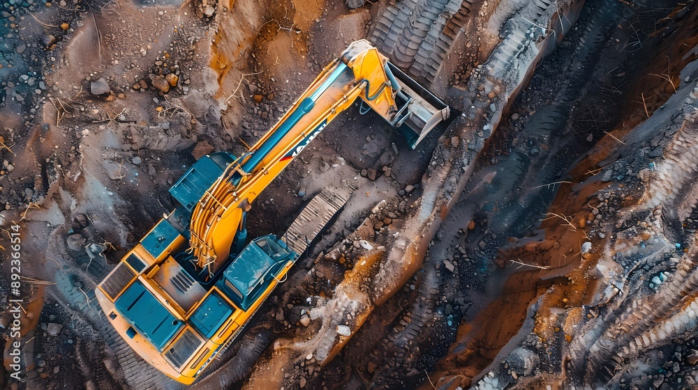 excavator at construction site. excavator at construction site.