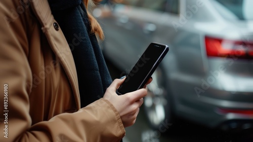 Woman Using Smartphone in Urban Environment