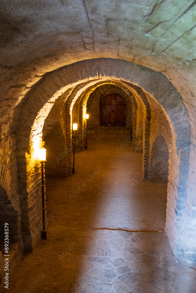 Fototapeta premium Codalet, France. 05-04-2024. Vaulted basement of the Saint Michel de Cuxa abbey in Codalet in France.