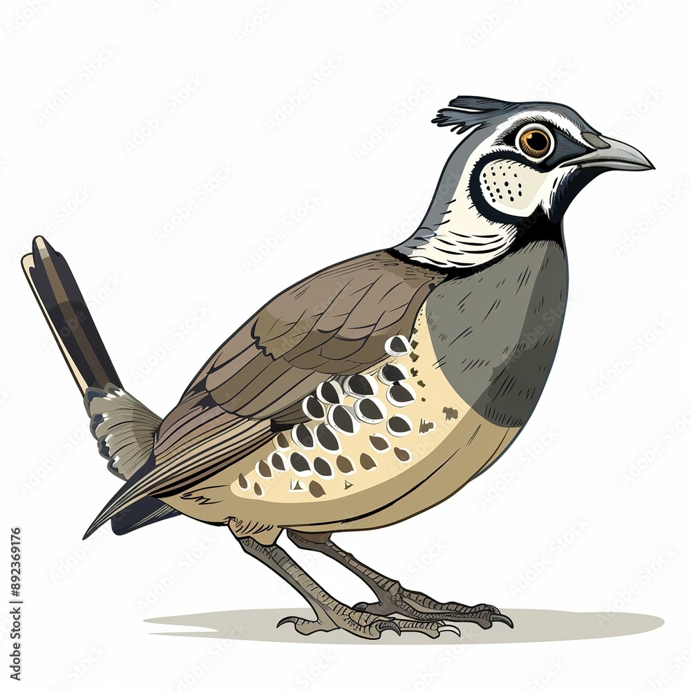 Fototapeta premium Quail Classic fashion cartoon isolated whitebackground