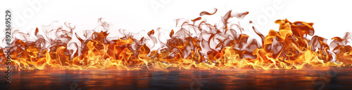 Realistic flames rising against a transparent background