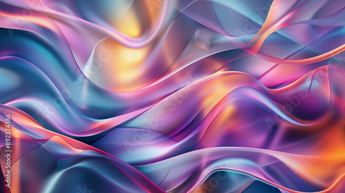 A colorful, abstract painting of a wave with a purple and orange hue