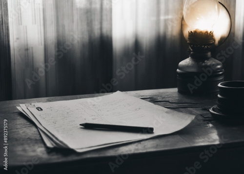 Foto Handwriting in times before electricity