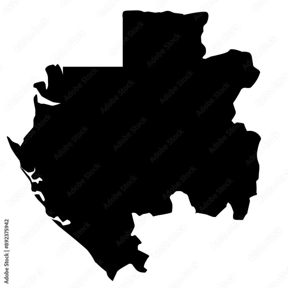 gabon map silhouette with transparent background