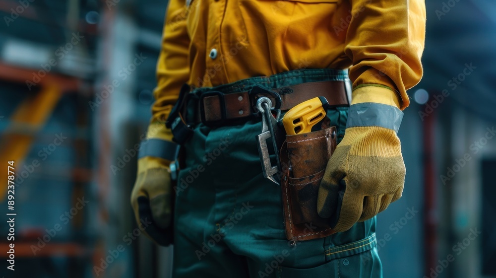 Construction Worker with Tools on Belt Construction Worker with Tools on Belt