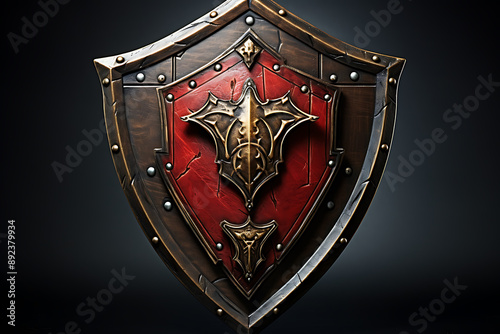 Medieval Shield isolated on transparent background.