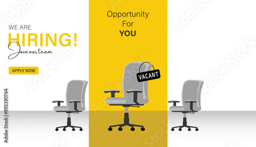We are hiring join our team announcement banner design. Hiring recruitment open vacancy design. Creative open hiring poster. Hiring social media post design, creative ads and poster illustration