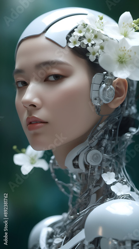 portrait of a woman with flowers