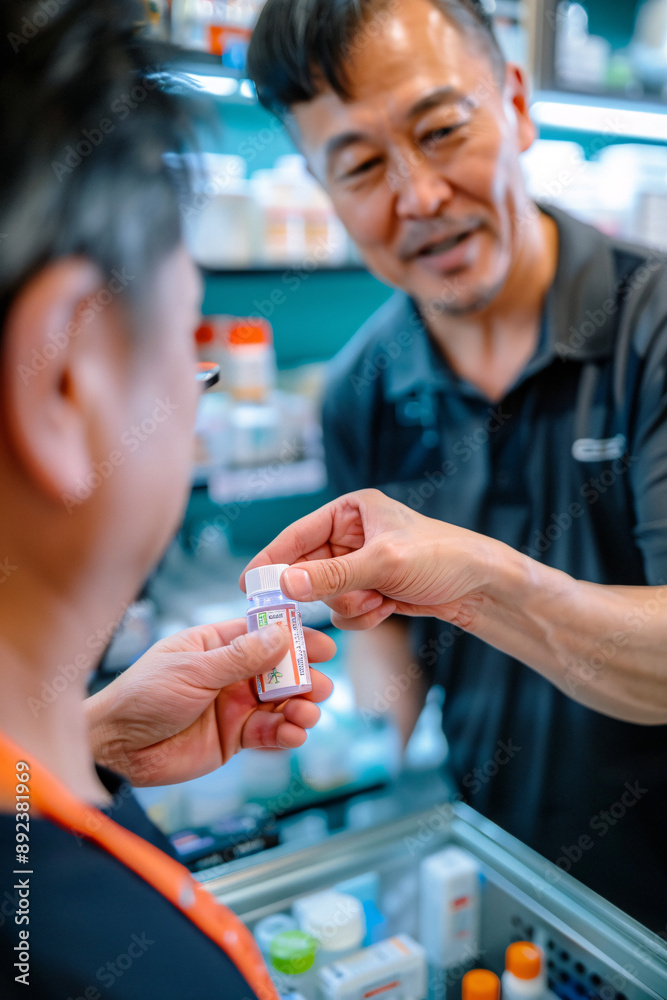 Pharmacists and Healthcare Professionals Providing Medicine Bottles to Customers in Pharmacies, Emphasizing Professional Service and Healthcare Interaction
Pharmacists and Healthcare Professionals Providing Medicine Bottles to Customers in Pharmacies, Emphasizing Professional Service and Healthcare Interaction