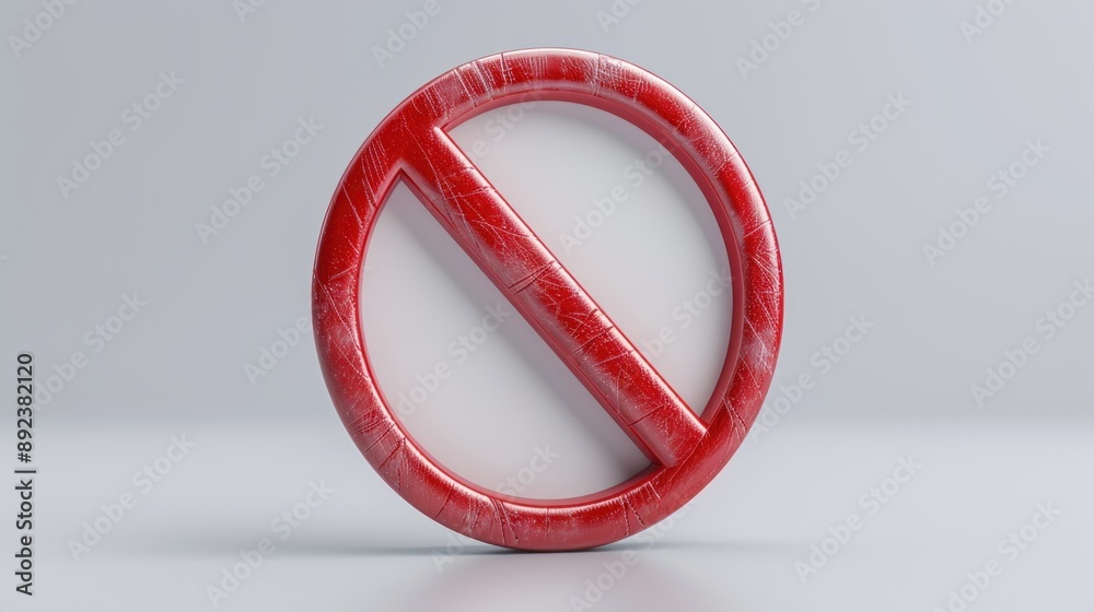 A single red no symbol stands out against a white background A single red no symbol stands out against a white background