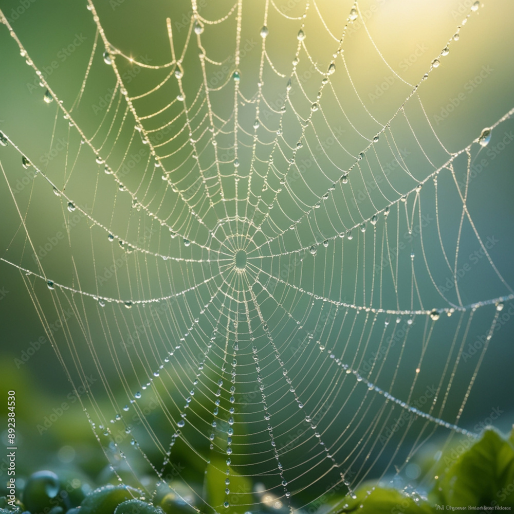 Naklejka premium spider web with dew drops