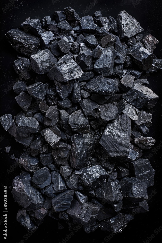 A pile of coal on a black surface A pile of coal on a black surface