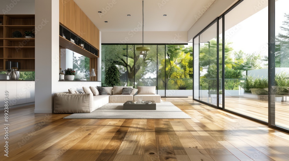 Fototapeta premium Modern Living Room with Stunning View