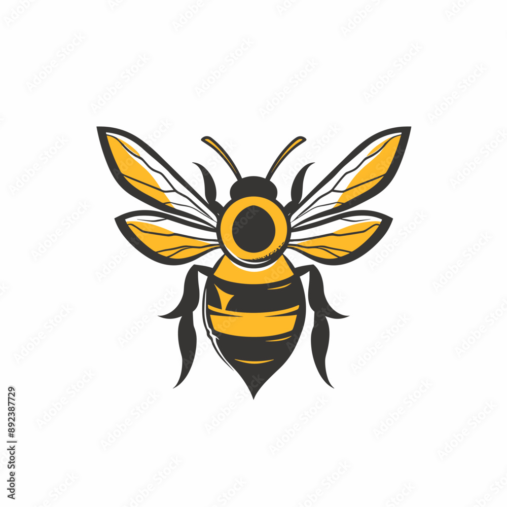 Bee vector mascot logo design with modern illustration concept style for badge, emblem and tshirt printing. Bee illustration for sport and esport team logotype. Bee sticker