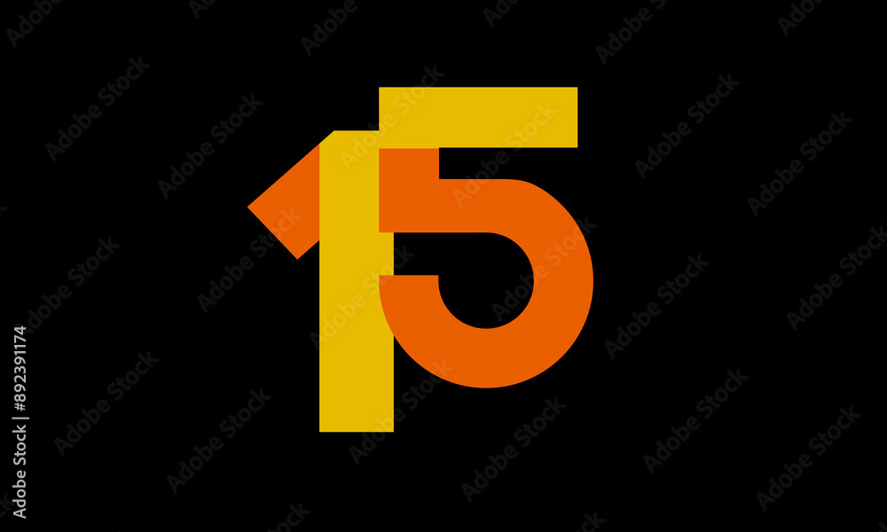 15 Orange Logo Number Half Yellow Simple 15 Orange Logo Number Half Yellow Simple