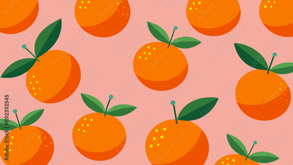 Orange Fruit Pattern on a Pink Background