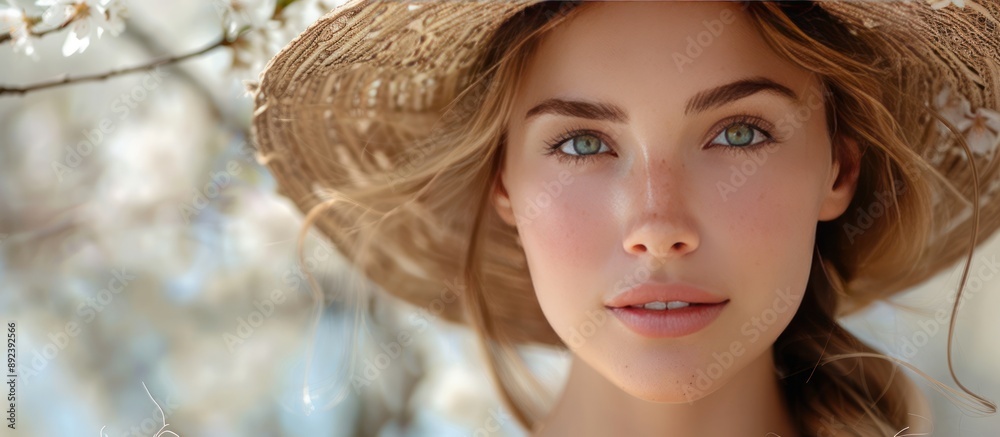 Close-up Portrait of a Woman in a Straw Hat Close-up Portrait of a Woman in a Straw Hat