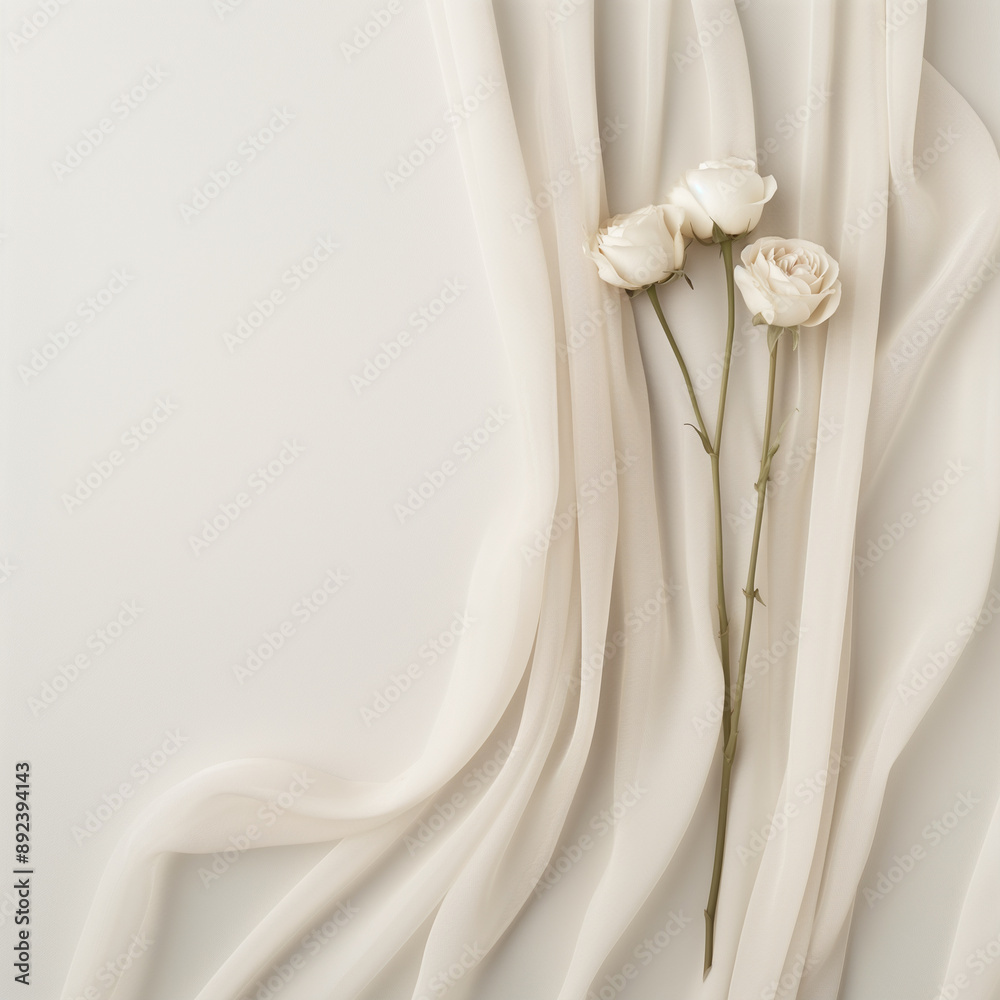 A white rose is placed on a white background A white rose is placed on a white background