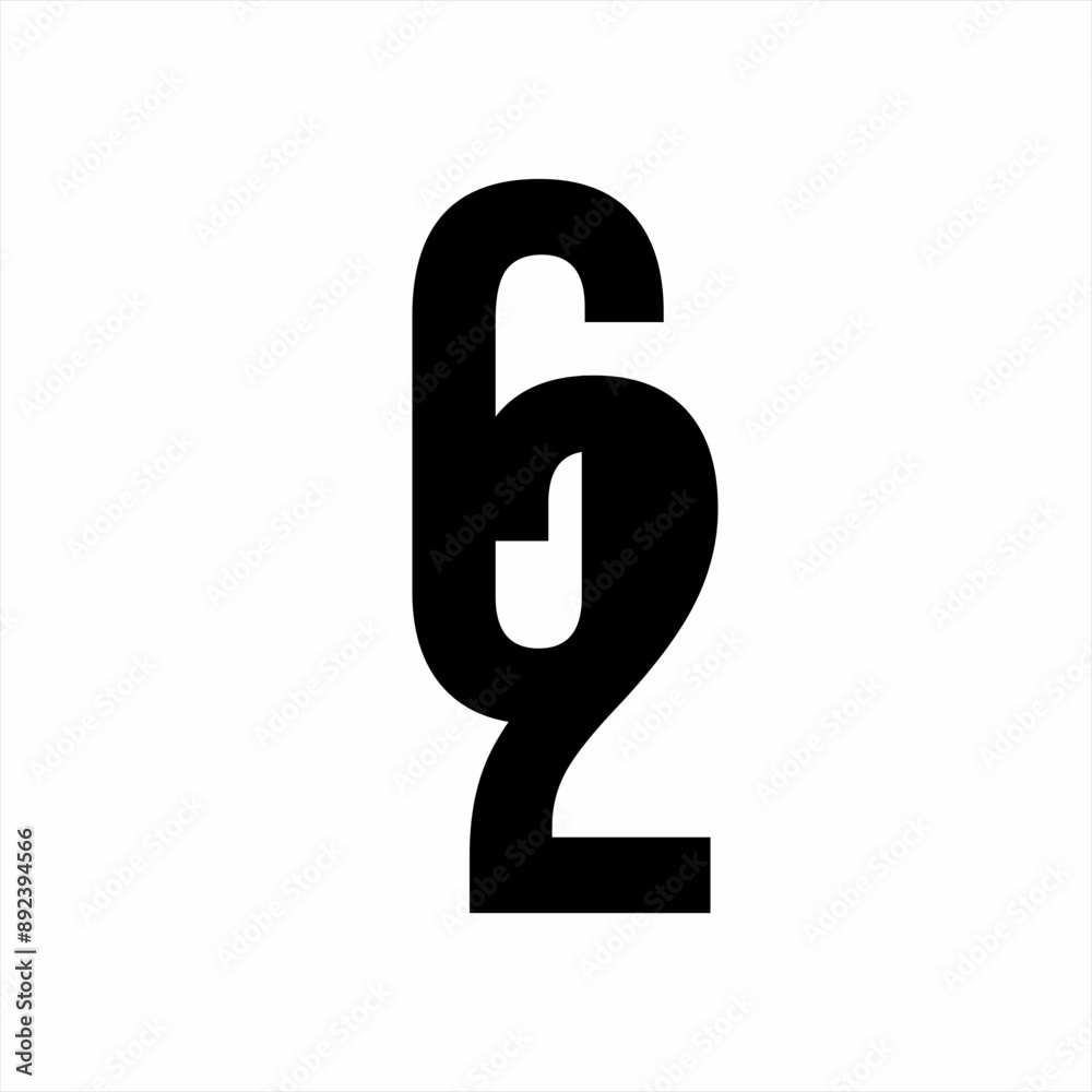 Unique number 62 logo design with an illustration of a thumb in the negative space. Unique number 62 logo design with an illustration of a thumb in the negative space.