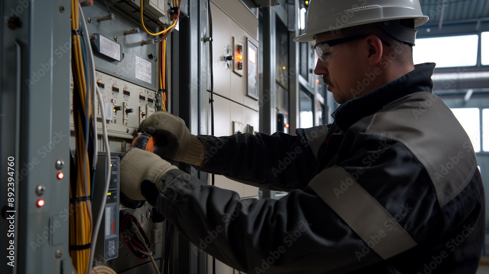 Electrician Working on Electrical Panels Electrician Working on Electrical Panels