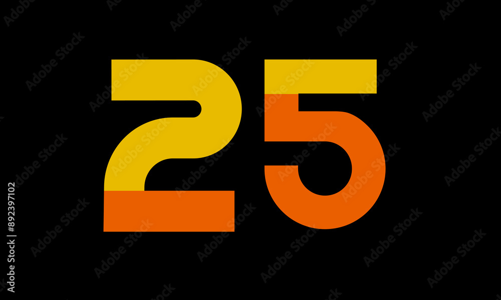25 Orange Logo Number Half Yellow Simple 25 Orange Logo Number Half Yellow Simple