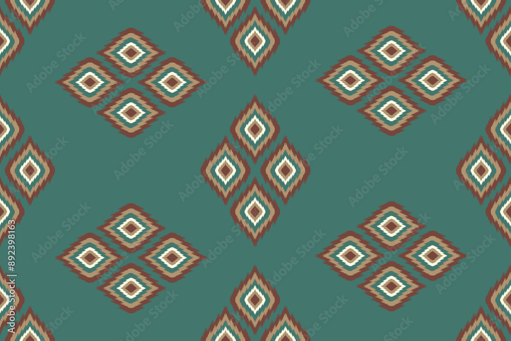 Ikat abstract. Seamless geometric pattern in tribal, folk embroidery style. Aztec geometric art ornament print.Design for carpet, wallpaper, clothing, wrapping, fabric, cover, textile.