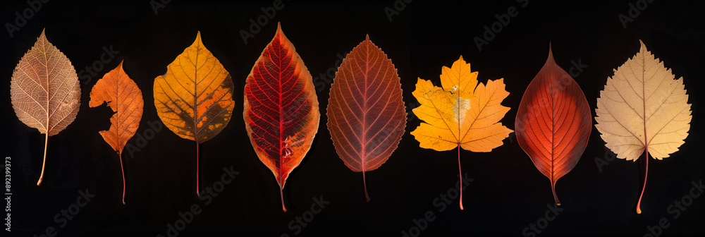 Fototapeta premium abstract autumn leaves on a black background