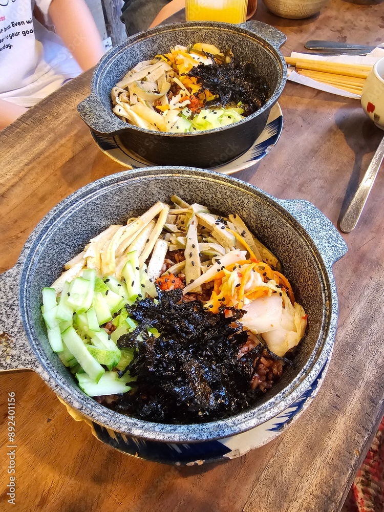 korean vegan vegetable food rice bibimbap