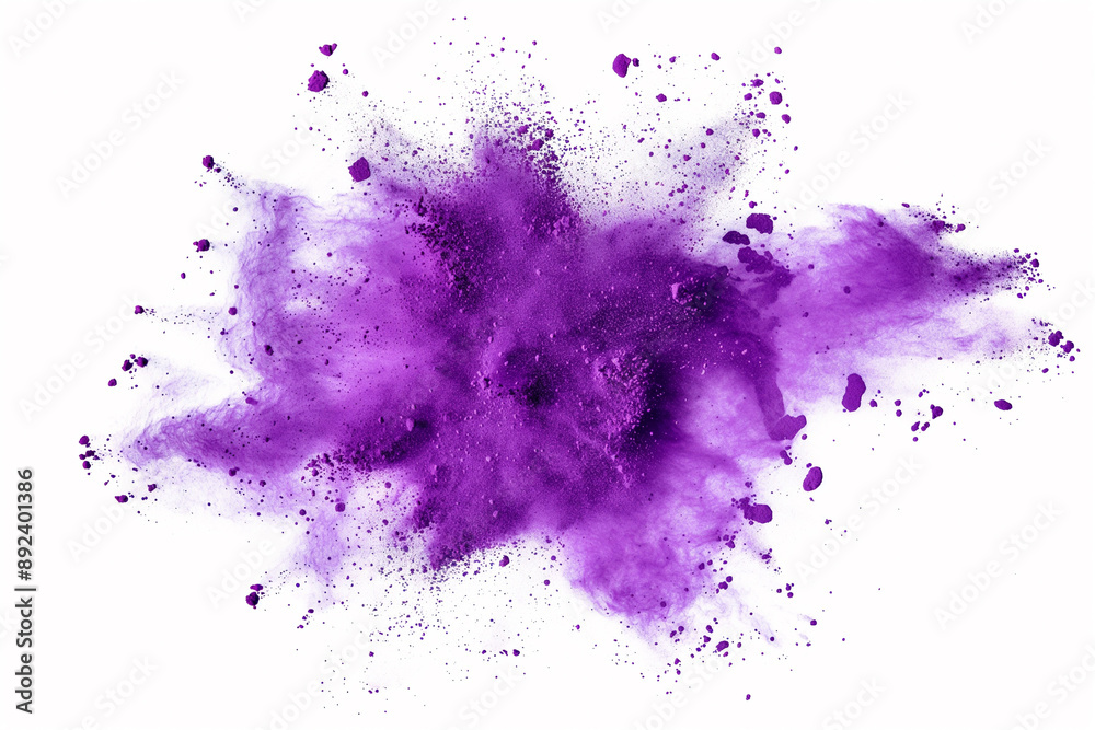 Fototapeta premium abstract purple powder splash on white background