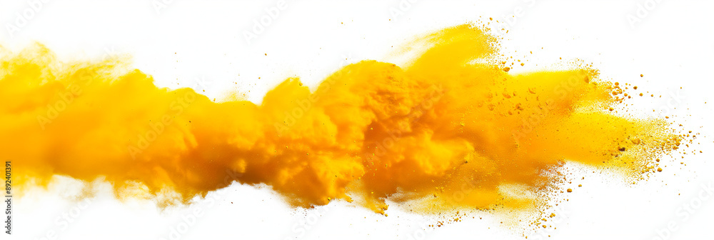 Fototapeta premium abstract yellow powder splash on white background
