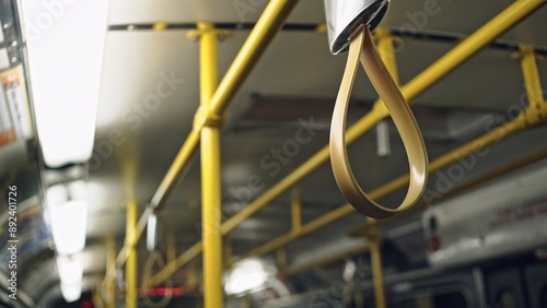 Slika na platnu Yellow holders on rails public transport