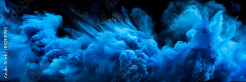 abstract blue powder splash on black background
