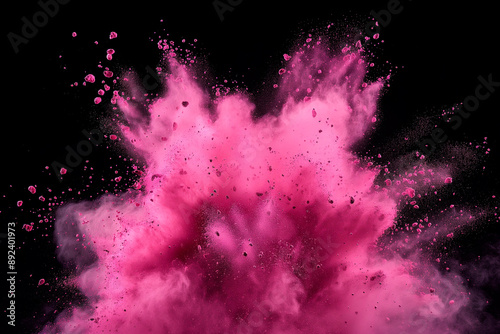 abstract pink powder splash on black background