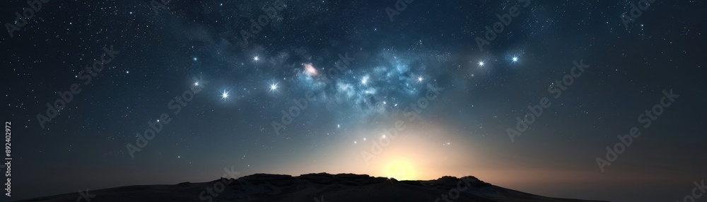 Five stars forming constellation in starry sky Five stars forming constellation in starry sky