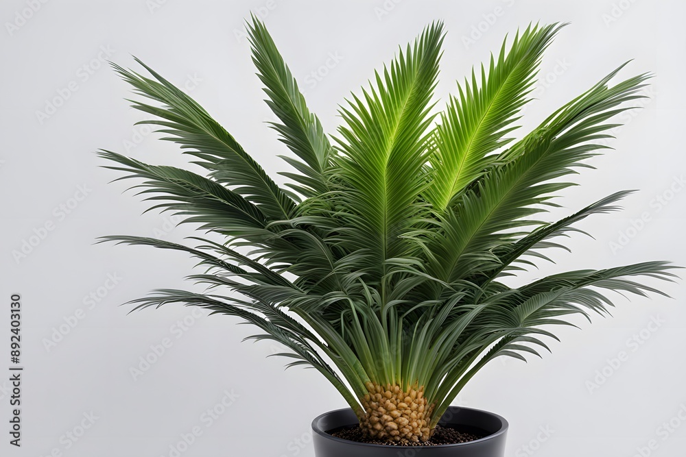 Sago palm plant in pot plain background, AI Generated Sago palm plant in pot plain background, AI Generated