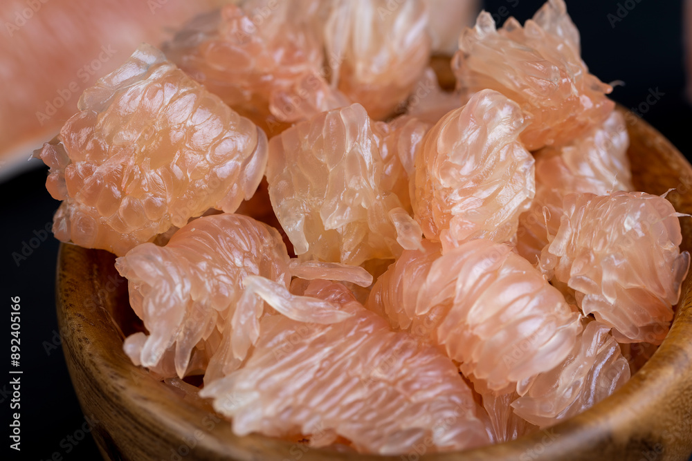 peeled citrus grapefruit without peel on the table peeled citrus grapefruit without peel on the table