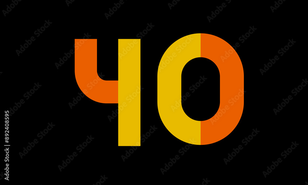 40 Orange Logo Number Half Yellow Simple 40 Orange Logo Number Half Yellow Simple