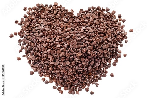 A creative way to present chocolate chips in a heart shape, perfect for Valentine's Day or any romantic occasion