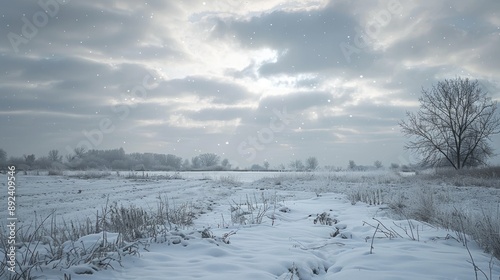 Wallpaper Mural Snowy field and gray sky in winter landscape Torontodigital.ca
