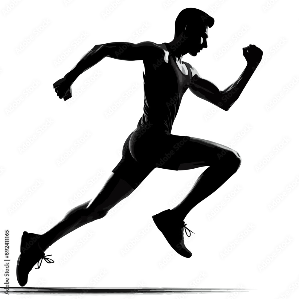 silhouette of a person running, silhouette of running man. silhouette of a person running, silhouette of running man.