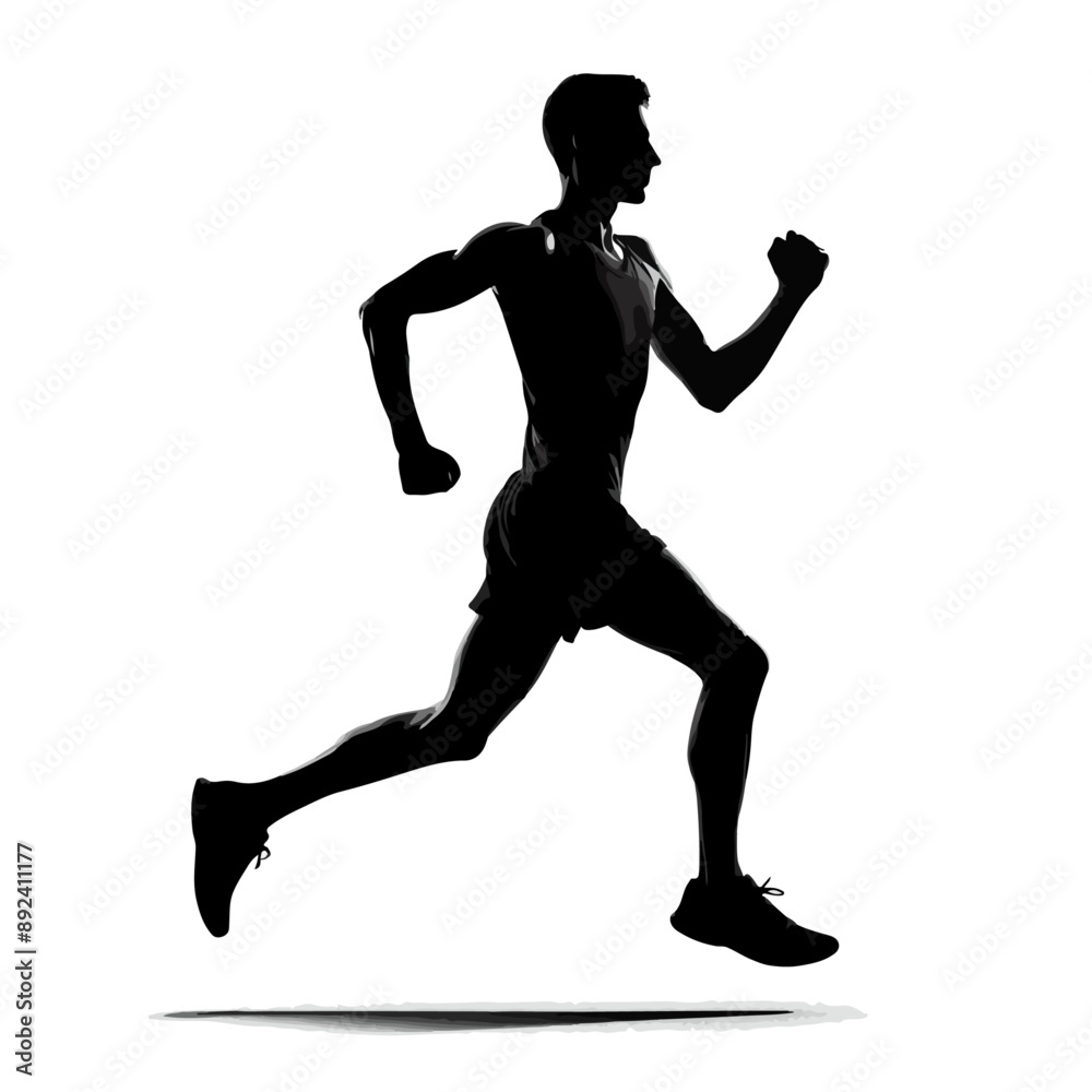 silhouette of a person running, silhouette of running man. silhouette of a person running, silhouette of running man.