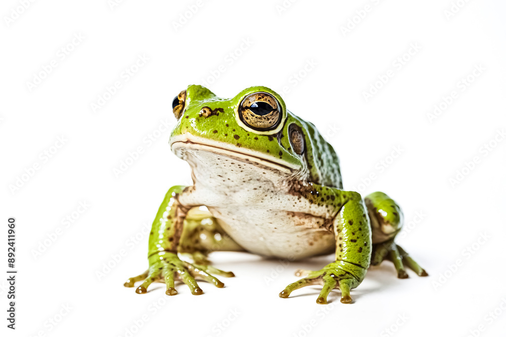 Obraz premium Green Tree Frog on White Background