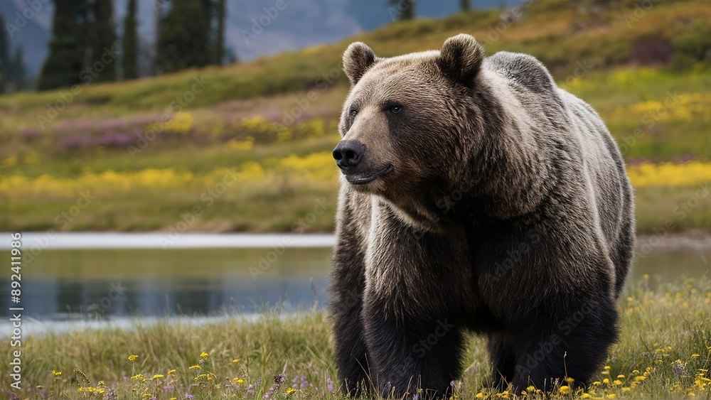 Majestic Bear in Nature: Close-Up of a Bear in Its Natural Habitat Majestic Bear in Nature: Close-Up of a Bear in Its Natural Habitat