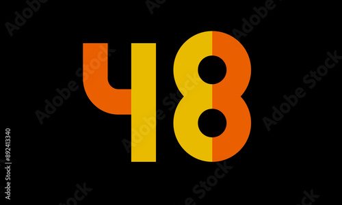 48 Orange Logo Number Half Yellow Simple