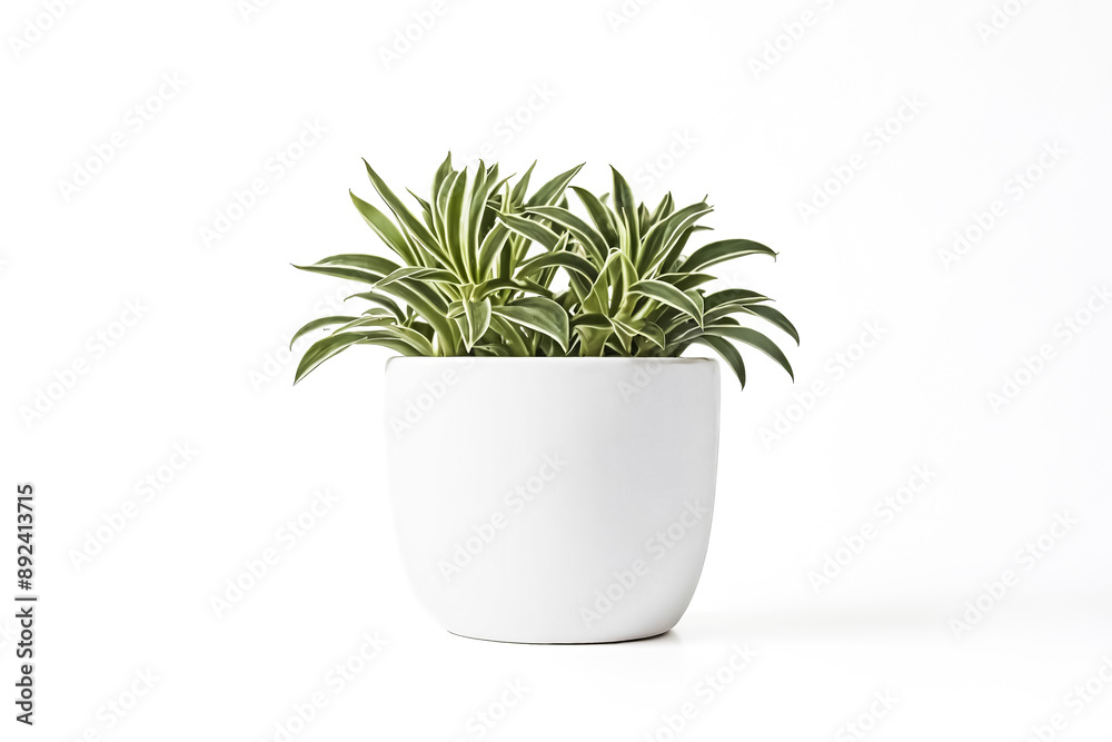 Green plant in a white pot on a white background Green plant in a white pot on a white background